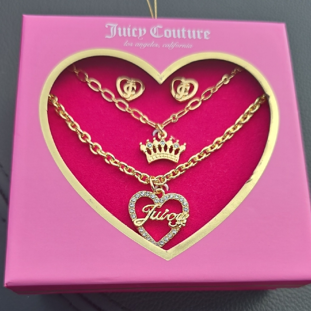 Juicy Couture Gold Heart Necklace Set